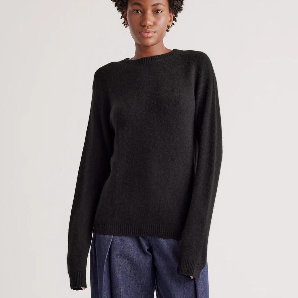 Quince 100% Yak Wool Crewneck Sweater Black Medium